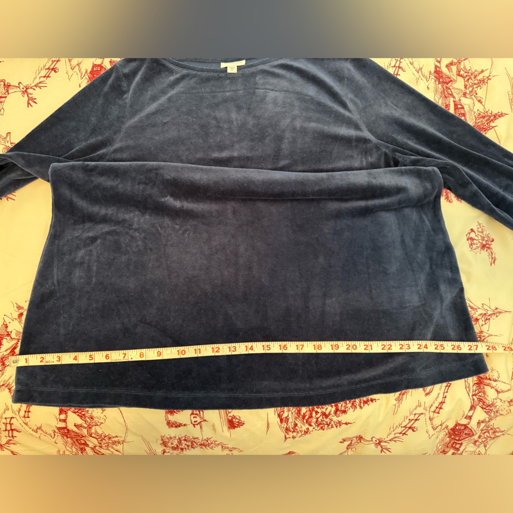 J Jill Navy Blue Velour Long Sleeve Ballet Neck Tunic Top, XL - Picture 5 of 8